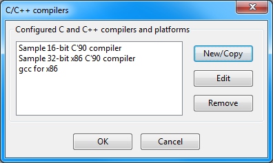 Compiler selection dialog